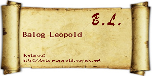 Balog Leopold névjegykártya